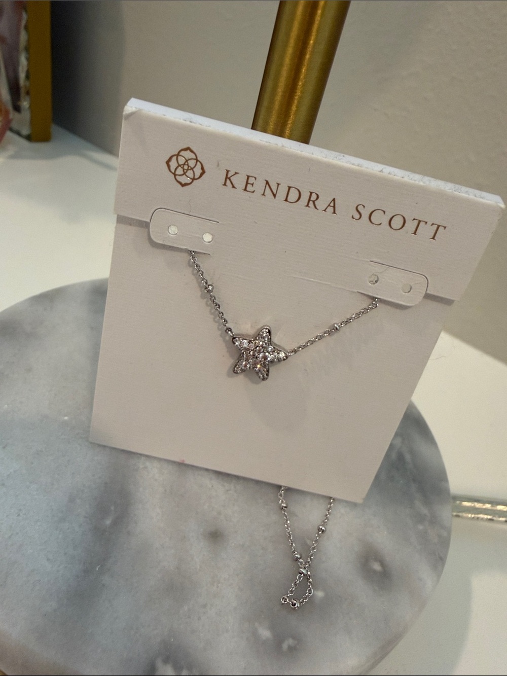 Kendra Scott Silver Star Pave Necklace with Crystal Accents